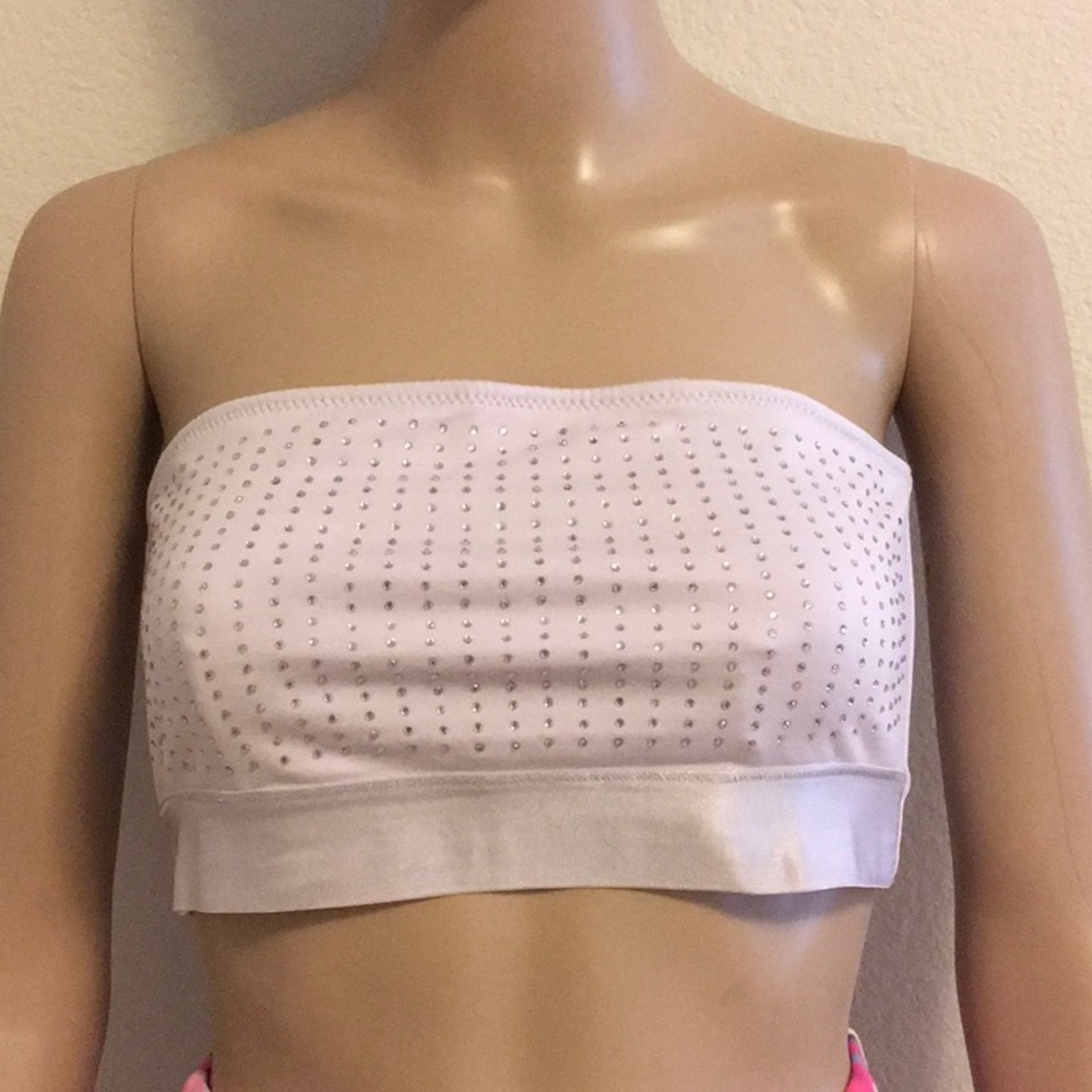 NWOT embellished bandeau bra light pink